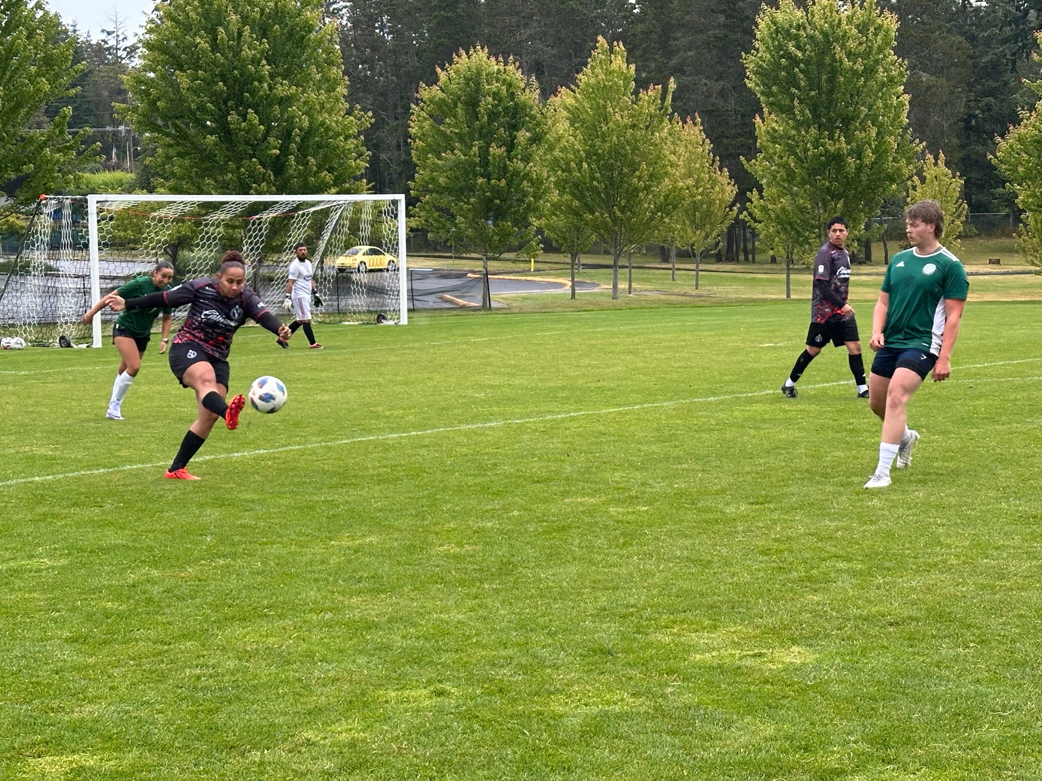 co-ed soccer league game