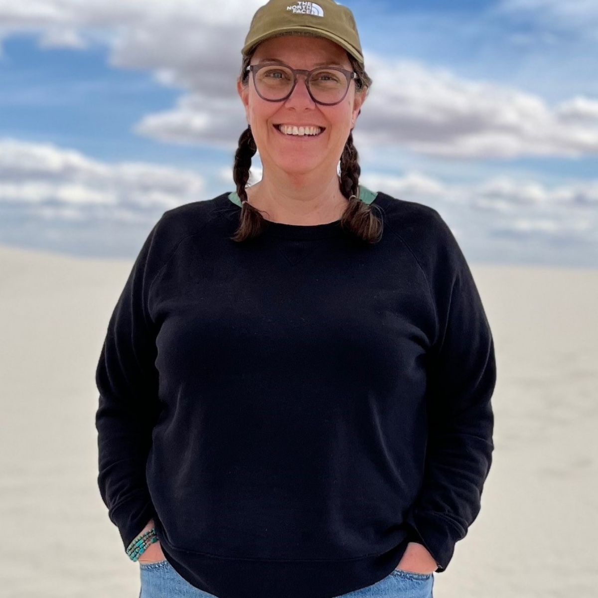 woman with ocean in the background